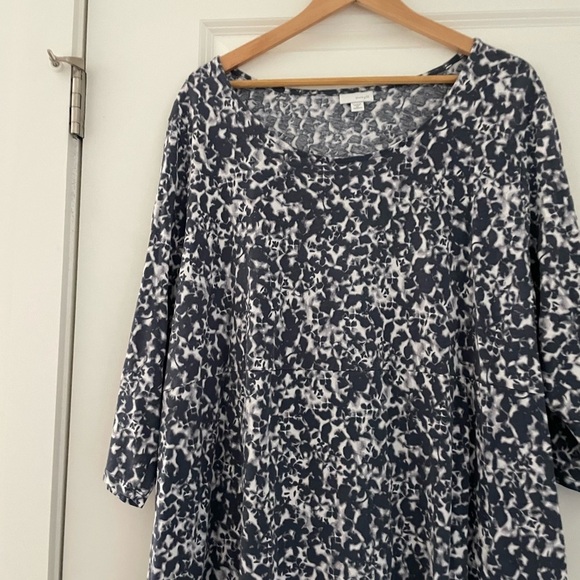 J. Jill Pure Jill Modal Cotton Marbled Gray Printed Shift Dress Casual 4X - Picture 5 of 6
